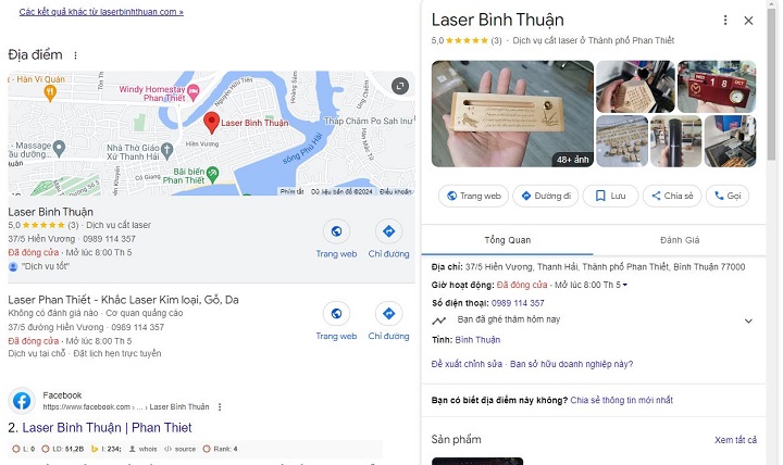 Laser Bình Thuận trên Google map