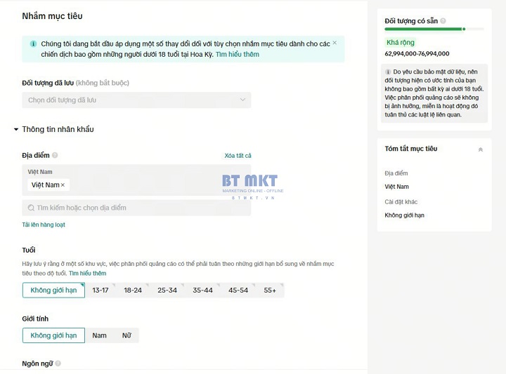 Cài đặt nhóm quảng cáo tiktok - mục tiêu | BT marketing