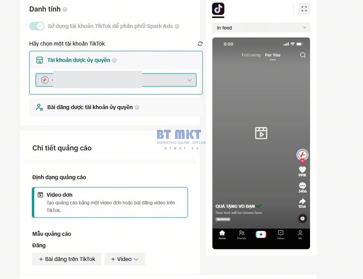 Chon tài nguyên quảng cáo tiktok | BT Marketing
