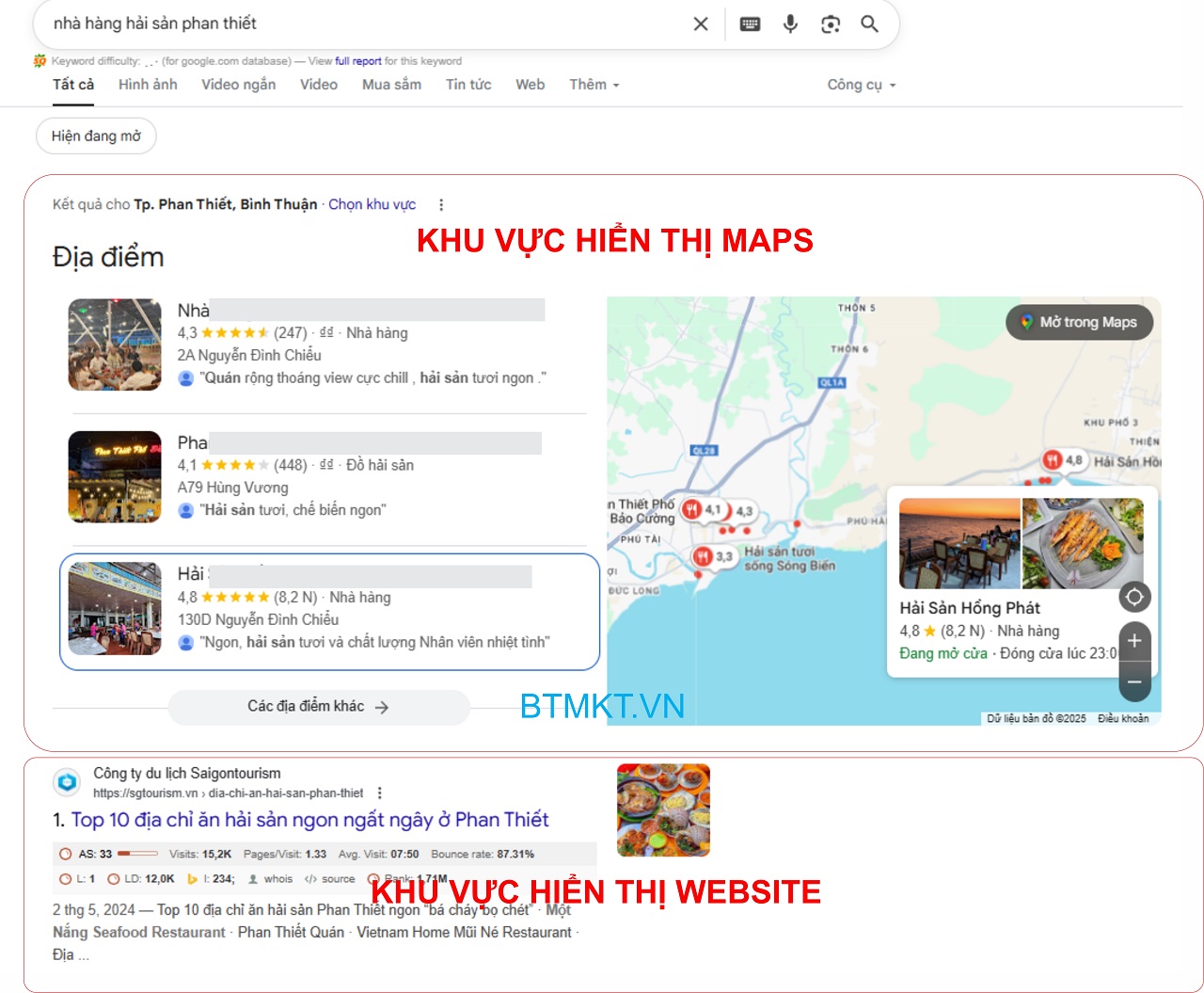 Nhà hàng hải sản phan thiết - hiển thị trên google maps