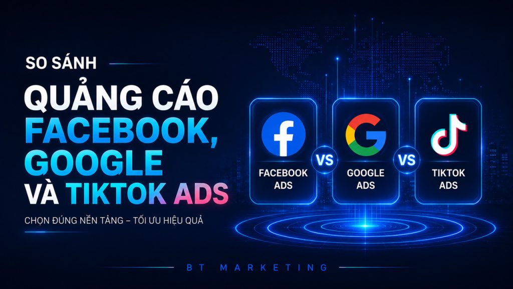 So Sánh Quảng Cáo Facebook - Google và TikTok Ads